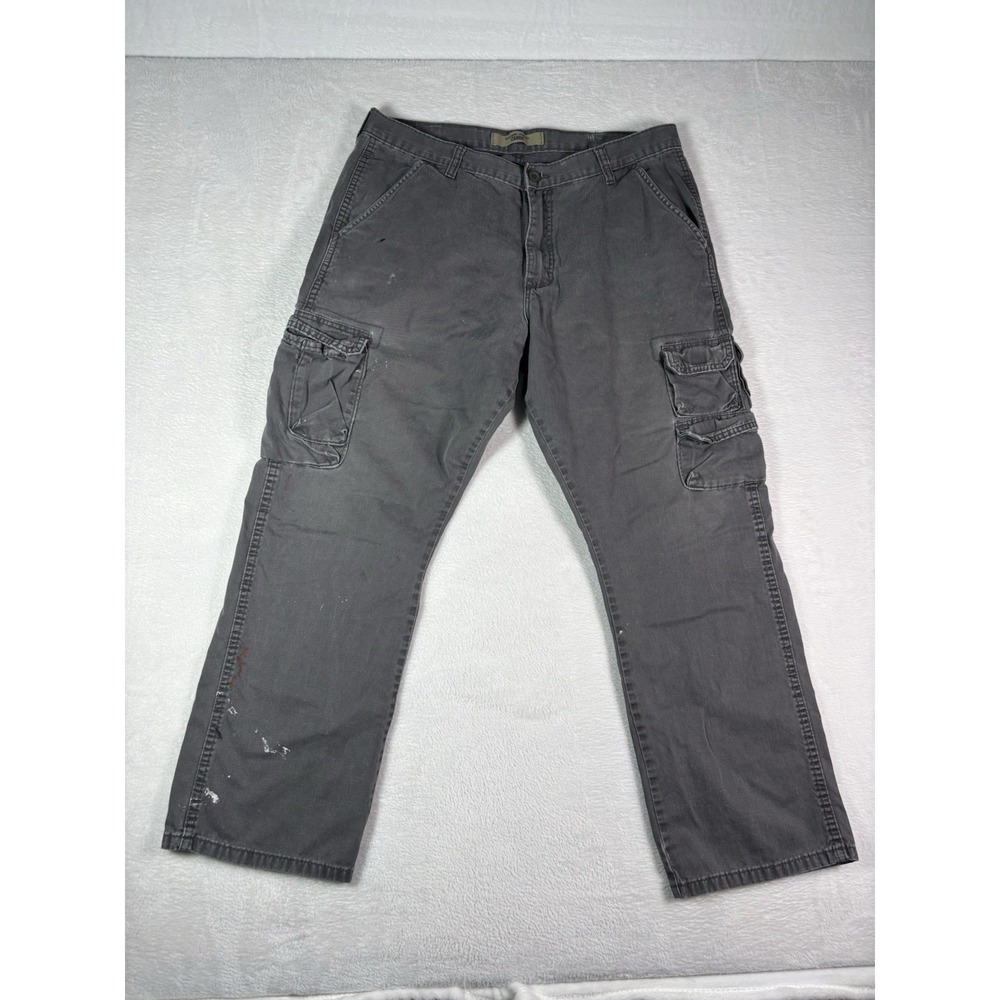 Wrangler Jean Co Mens Gray Cargo Hiking Camping Pants 36x30 70BRWAH Regular Fit
